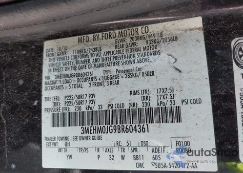 2011 Mercury Milan Premier from USA, damaged, VIN 3MEHM0JG9BR604361